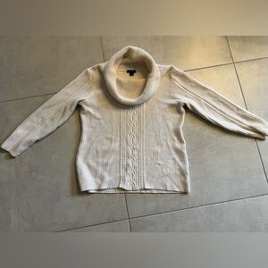 Nautica women’s ivory cable sweater with cowl neck. Size L